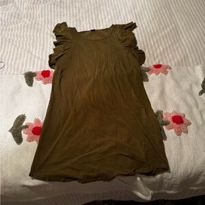 J. Crew Khaki Ruffle Sleeve dress